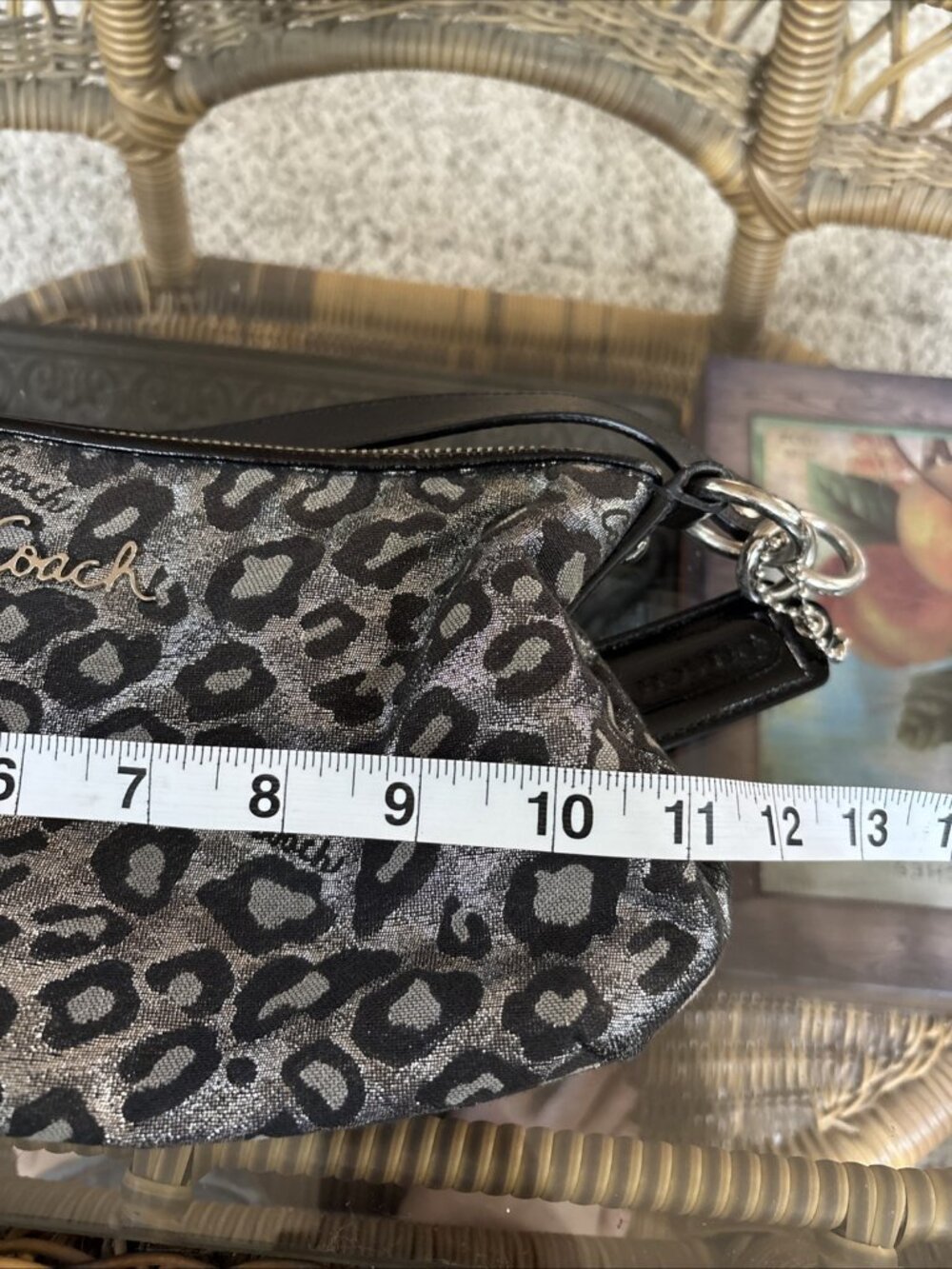 Coach Silver And Black Leapord Print Metallic Shoulder Bag Y2K Vibes - Picture 6 of 12